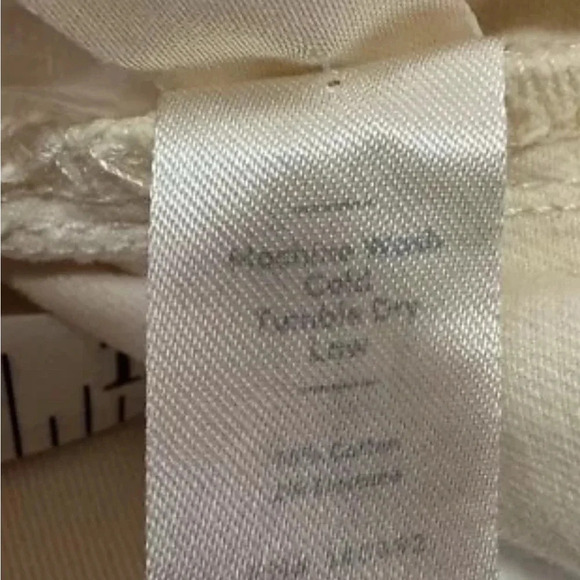 MARINE LAYER “Bridget” ivory denim pants wide leg high rise raw edge women’s 14 - Picture 15 of 15